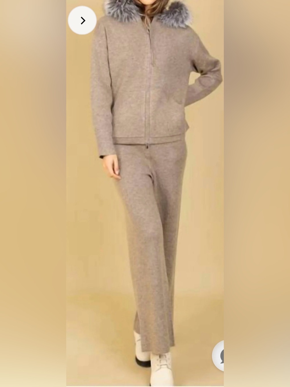 NWT Jessie Liu Wool Blend Straight Leg Knit Sweatpants Pants Khaki Taupe Size M
